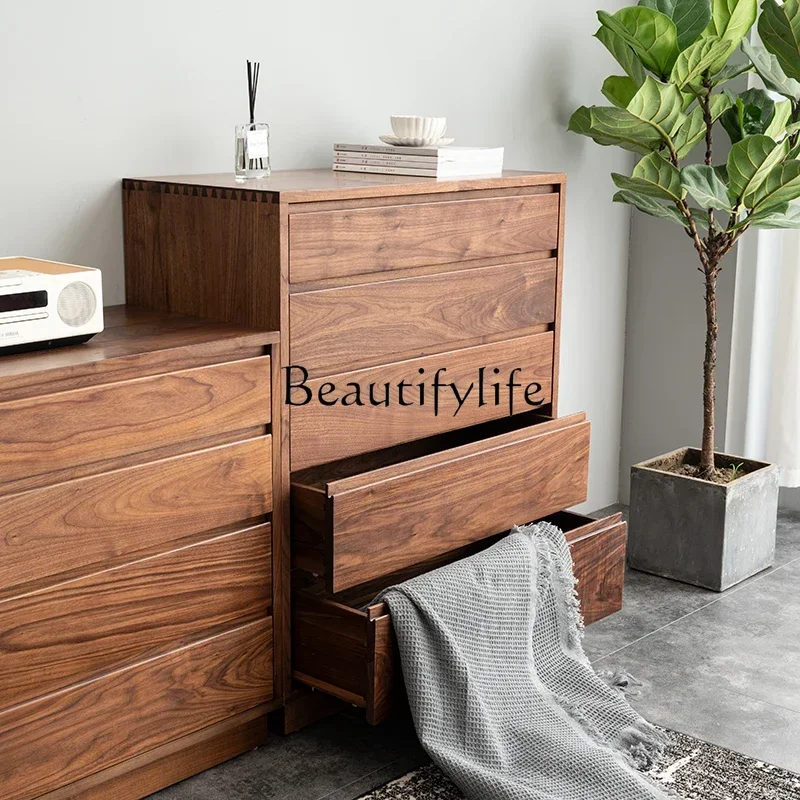 

Q S Nordic Solid Wood Chest of Drawers Storage Side Cabinet Simple Modern Bedroom Living Room Storage Chest of Drawer