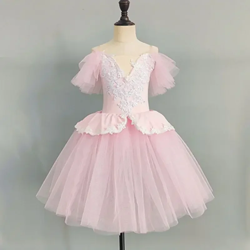 Yellew-Tutu de balé para meninas, collant profissional, vestido de balé longo e romântico para performance, fantasia para homem