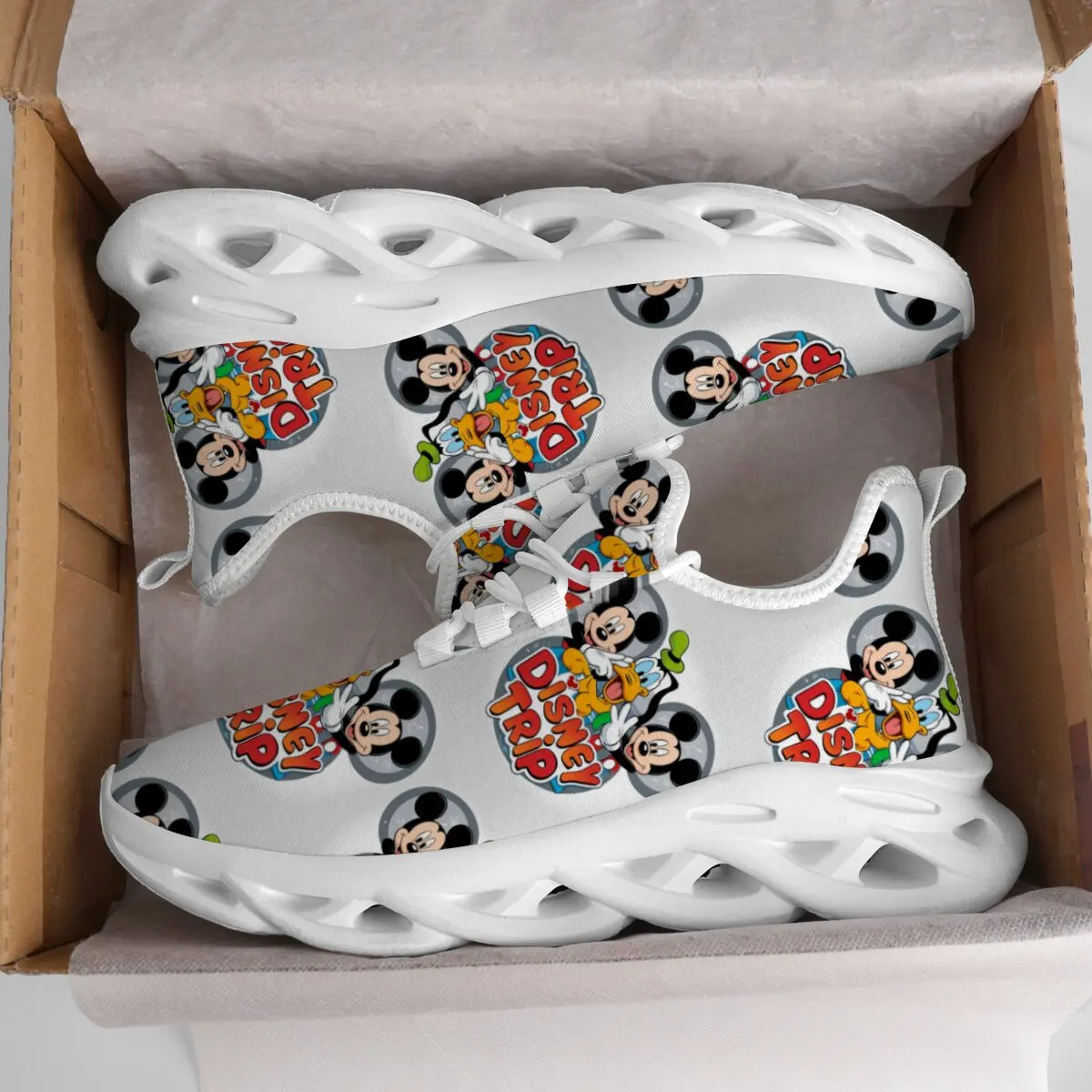 كارتون ديزني سلسلة ميكي ماوس تصميم نمط تحلق المنسوجة خفيفة الوزن هدية العيد الدانتيل متابعة بالإضافة إلى حجم الأحذية الرياضية عارضة #5
