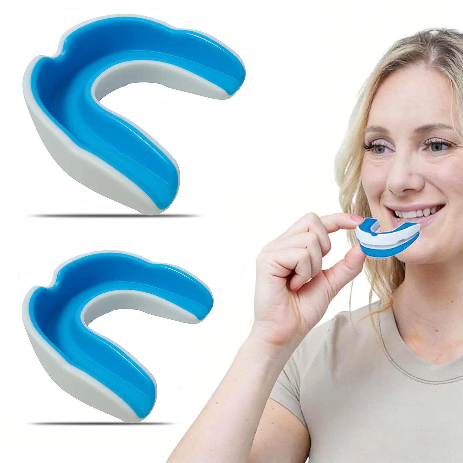 Protector Bucal de Silicona para Bruxismo y Ronquidos, Dispositivo Anti-Bruxismo para Uso Nocturno, Bandeja Blanqueadora, Ayuda para Dormir y Detener los Ronquidos