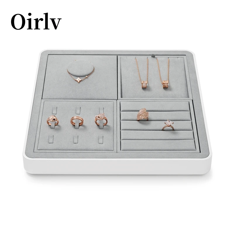 

Oirlv Display Trays Grey Velvet Jewelry Display Tray for Ring Earrings Bangle Necklace Tray Organizer Jewelry Display Tray Grey