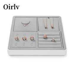 Oirlv Display Trays Grey Velvet Jewelry Display Tray for Ring Earrings Bangle Necklace Tray Organizer Jewelry Display Tray Grey