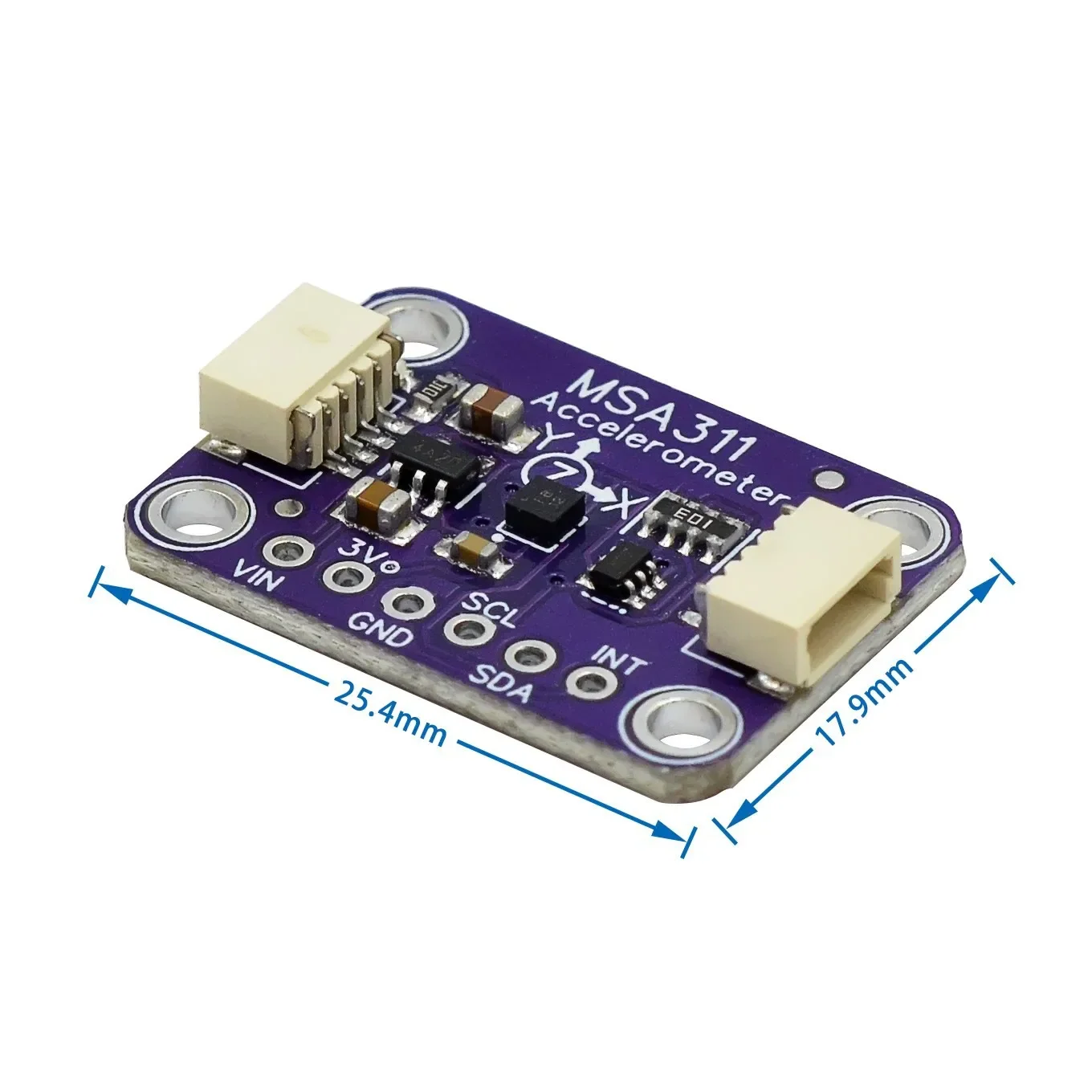 MSA311 triaxial accelerometer is compatible with STEMMA QT/For Qwiic interface for low power consumption