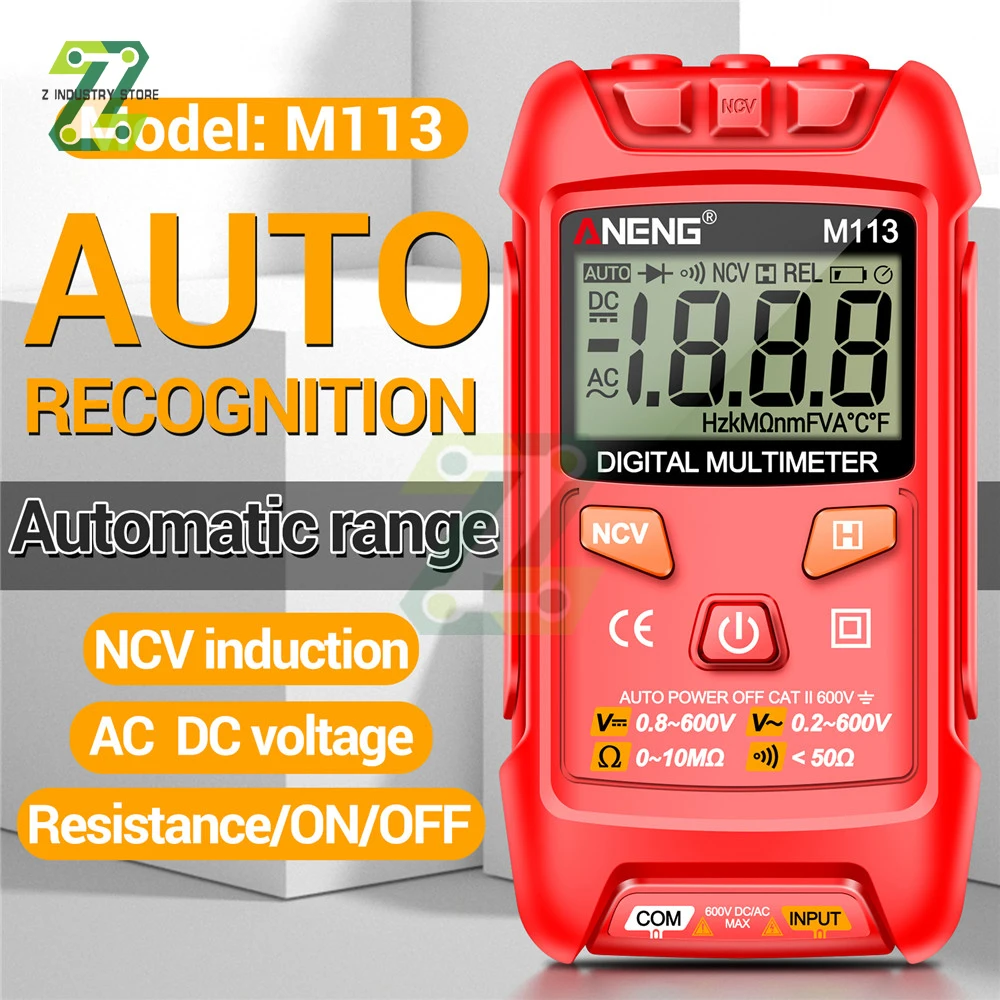 Aneng M113 1999 Conta Mini Multímetro Digital Inteligente ac dc Tensão Medidor Ohm Ncv Eletricidade Ferramentas Instrumentos de Medição