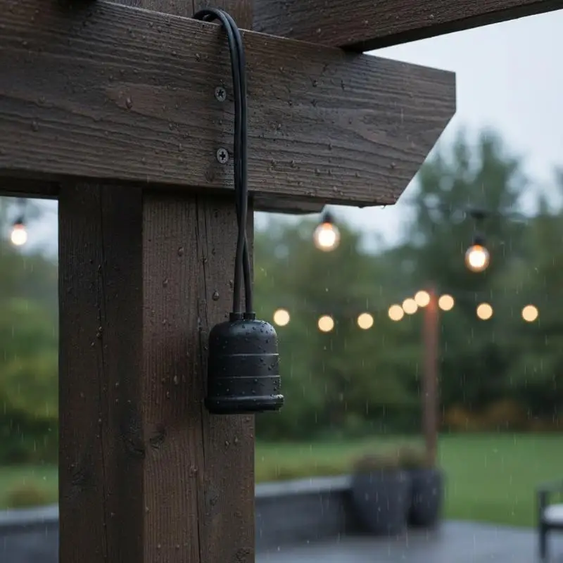 E27 Waterproof Light Socket Heat Resistant Insulated Wires Weatherproof Shell for Outdoor Yard Christmas Lighting Setup