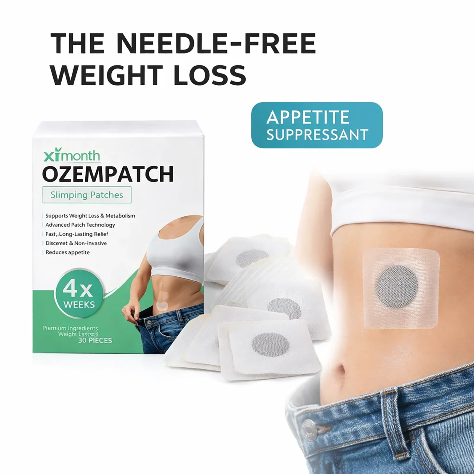 Ximonth Herbal Slimming Patch Fat Burning Weight Loss Improve Blood Circulation Reduce Appetite Lightweight Breathable Mugwort
