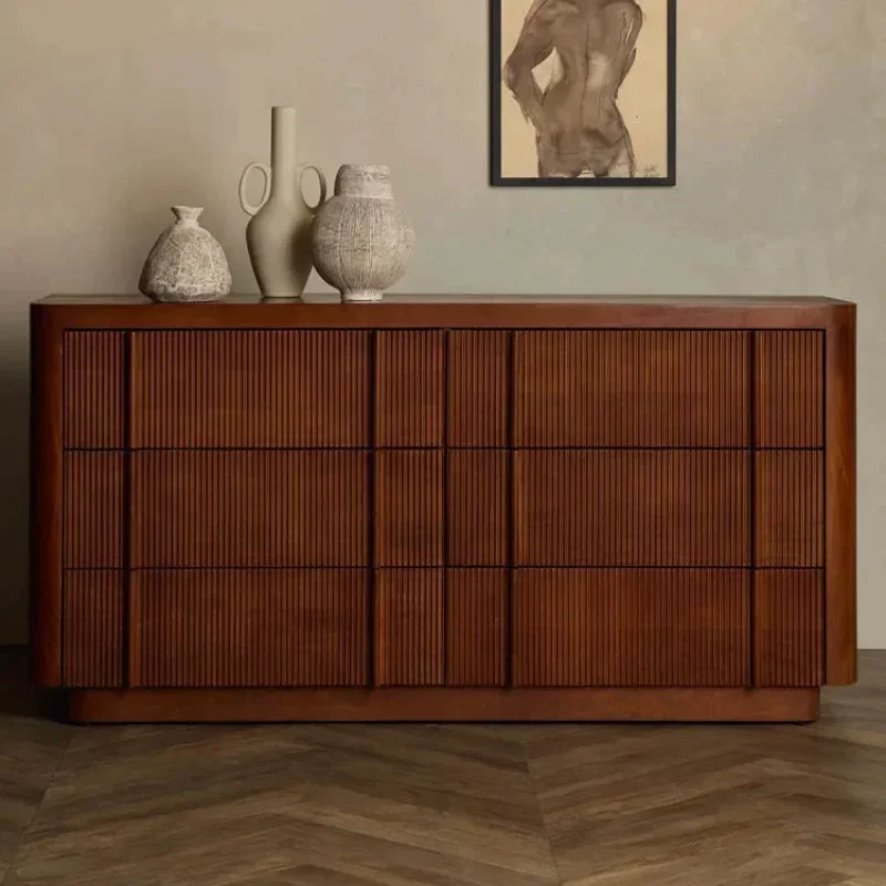 Medieval light luxury chest, post-modern simple storage, minimalist bedroom storage decoration, retro entrance cabinet