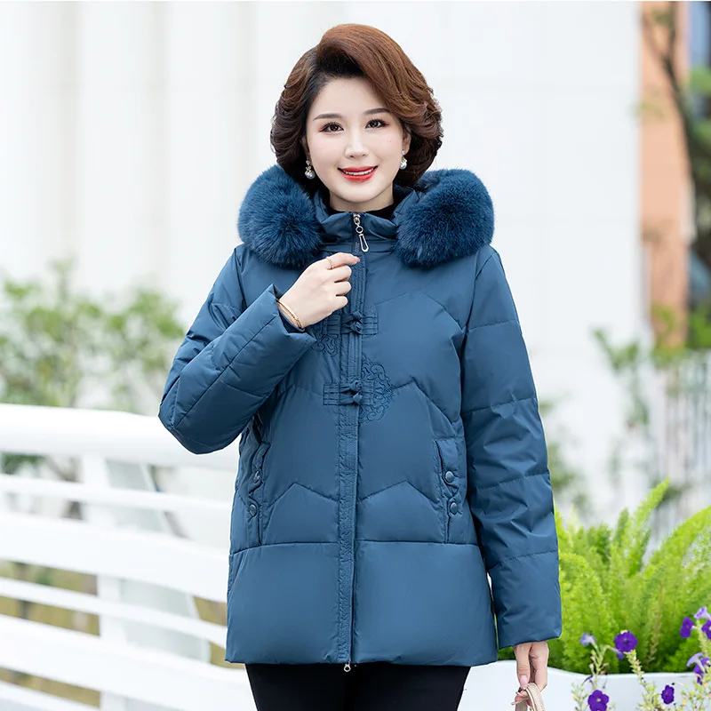 

Brand Luxury Women's Winter Down Jacket Coats Parkas Woman Clothes Fur Hooded Cotton Padded Puffer Jacket Padding Outerwear H301