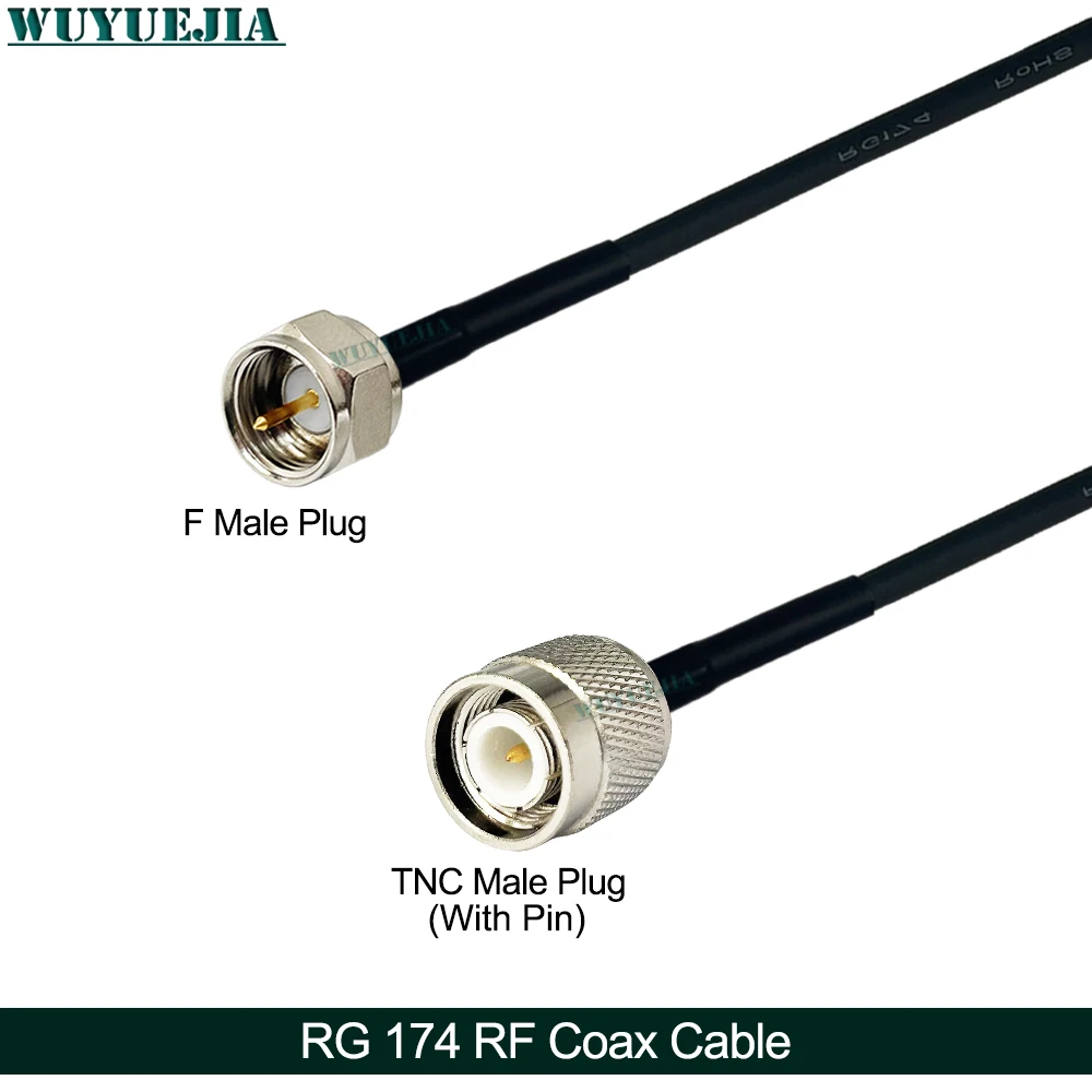 TNC Female Jack Blukhead to F Male Plug Low Loss Connector RG-174 Coaxial Cable Assembly For Cellular & Wireless Communications