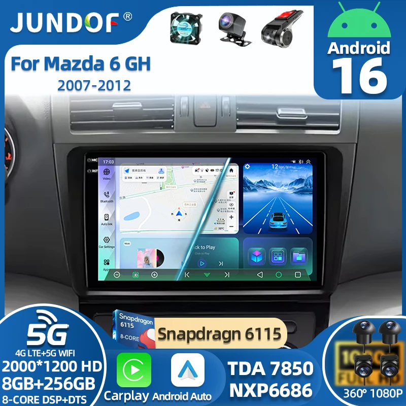 

Android 16 Carplay Auto Car Radio For Mazda 6 GH 2007 2008 2009 2010 2011 2012 Multimedia GPS Video Player Stereo 2din Head Unit