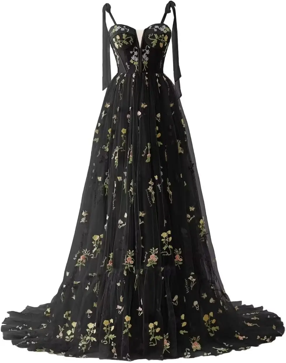 

Тюлевые платья для выпускного вечера для женщин с цветочной вышивкой трапециевидной формы Вечерние платья Вечернее платье Женское элегантное роскошное платье