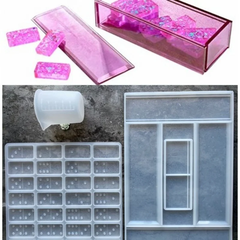 Pai Gow Resin KitDIYCrystal Resin Domino Box Storage Silicone Mold Resin