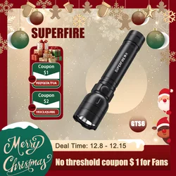 SUPERFIRE GTS6 Mini High Power EDC LED Flashlight USB-C Rechargeable Built in 18650 Battery Ultra Bright Torch Camping Lantern