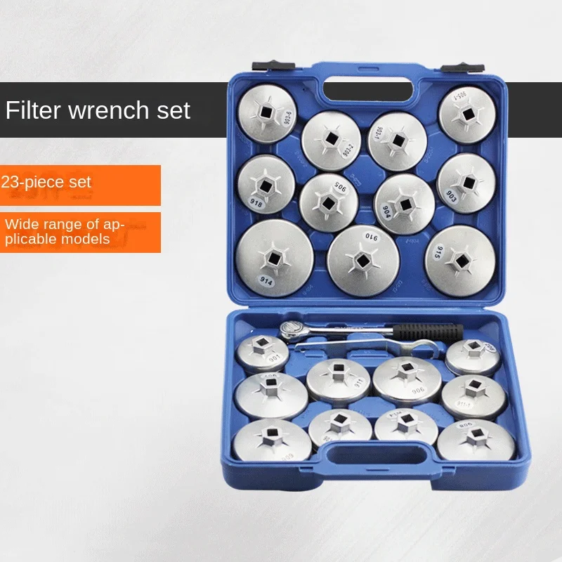 Cap Oil Filter Machine Filter Element Spanner Set Oil Filter Wrench Dismantlement Tool 23-piece Aluminum Alloy