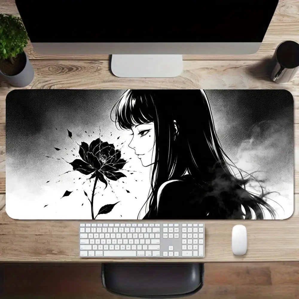 Large Size Playmat Mousepad Moon Rose Dark Anime Girl Design For Laptop Bedroom Learning Office Desktop Mat