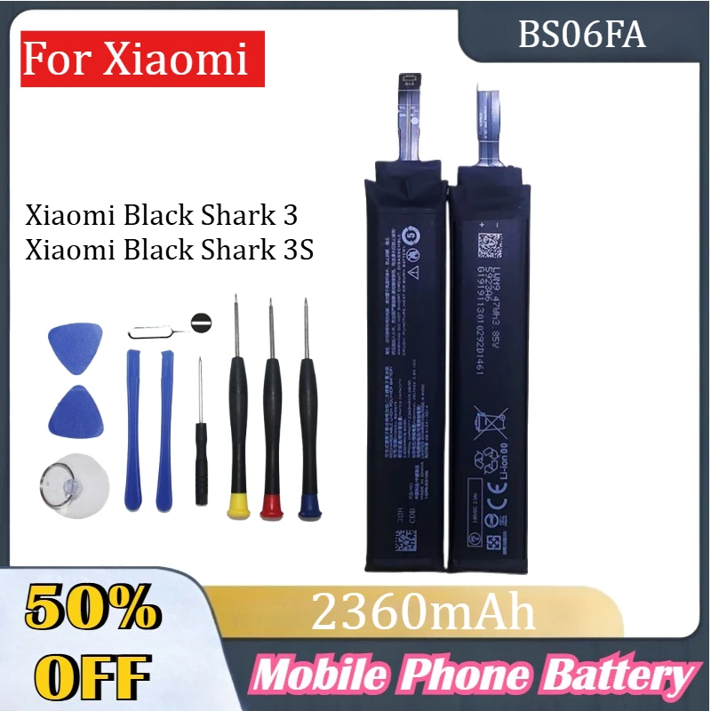 

2360mAh BS06FA Parts Battery for Xiaomi BlackShark Black Shark 3 3S Shark3 Replacement Mobile Phone Batteries