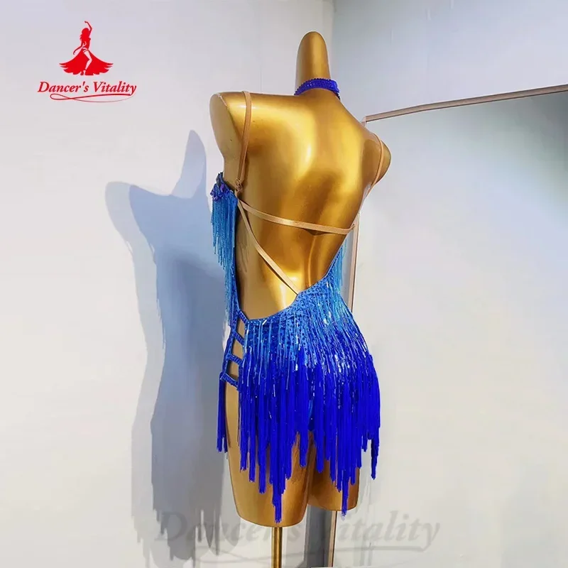 Vestido personalizado com franja de dança latina para mulheres Vestidos de competição, Vestidos de competição, Roupas Performance, Tango e Cha Cha, Senior AB Stones