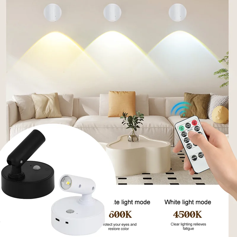 

Rechargeable LED Wall Lamp Touch Night Lights Wireless Magnetic Spotlight 360 Rotation For Bedroom Bedside Reading Lighting