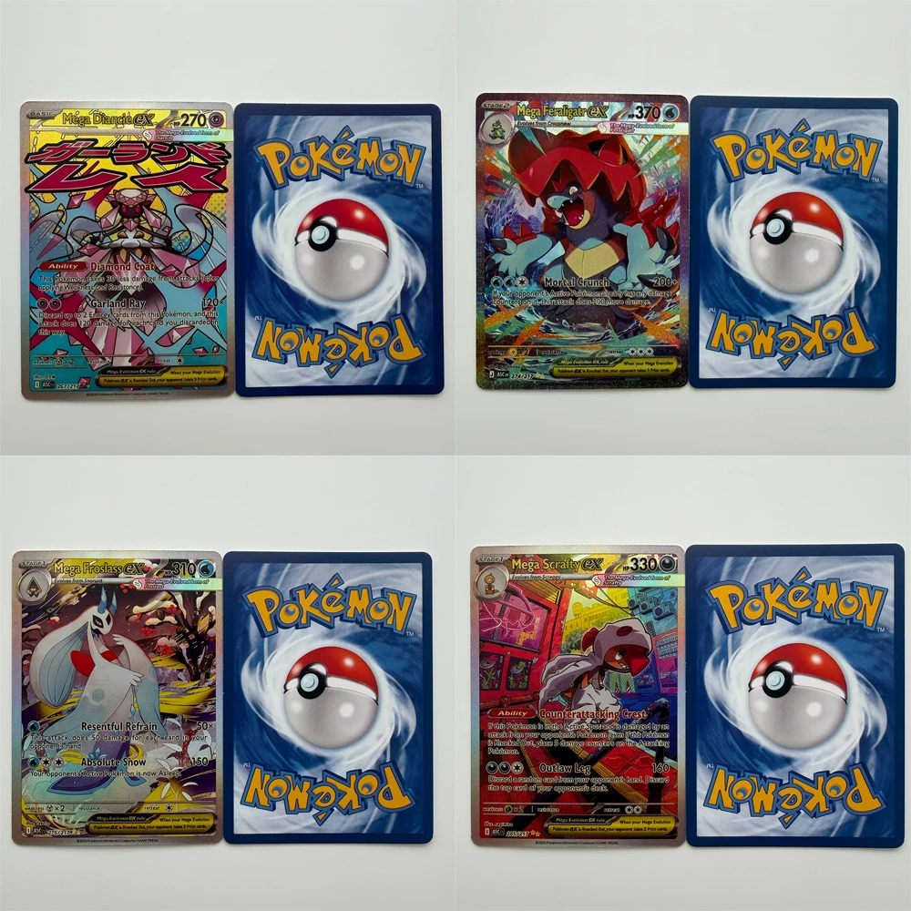 DIY TCG PKM Card Ascended Heroes Mega Diancie Feraligatr Scrafty Froslass EX MAR Holo Anime Game Collection Cards Gift