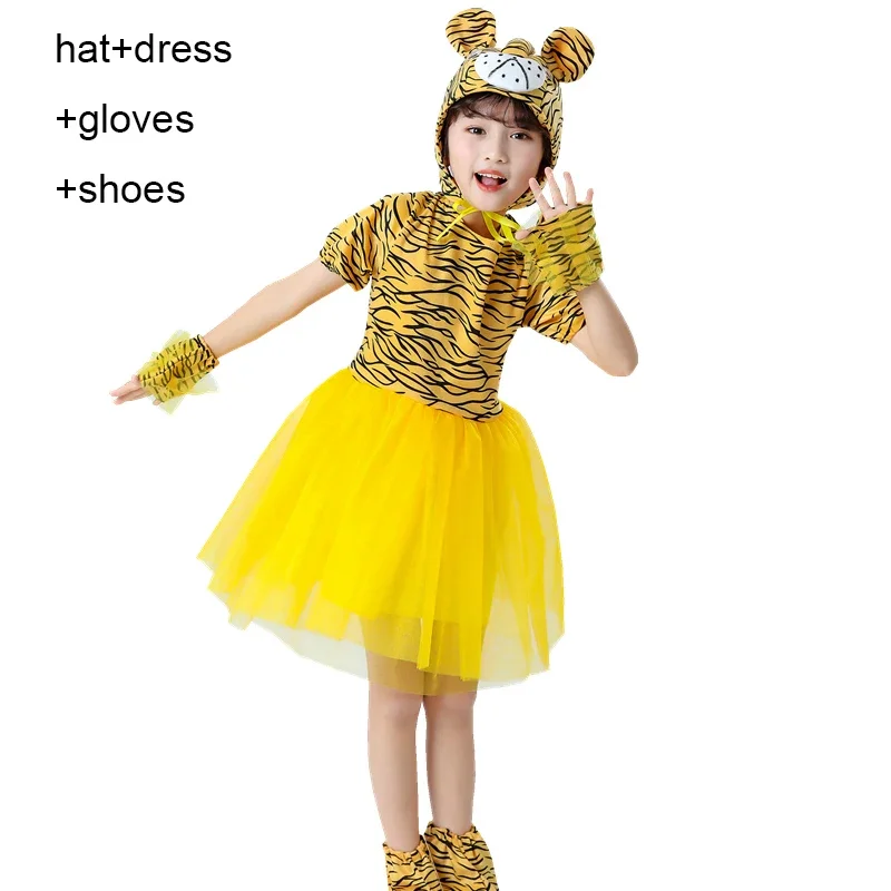 Ragazza ragazzo Bambini Animali Cosplay tigre Costumi Bambini Scuola materna Tuta tutu vestito Halloween Party Spettacolo scolastico Uniforme