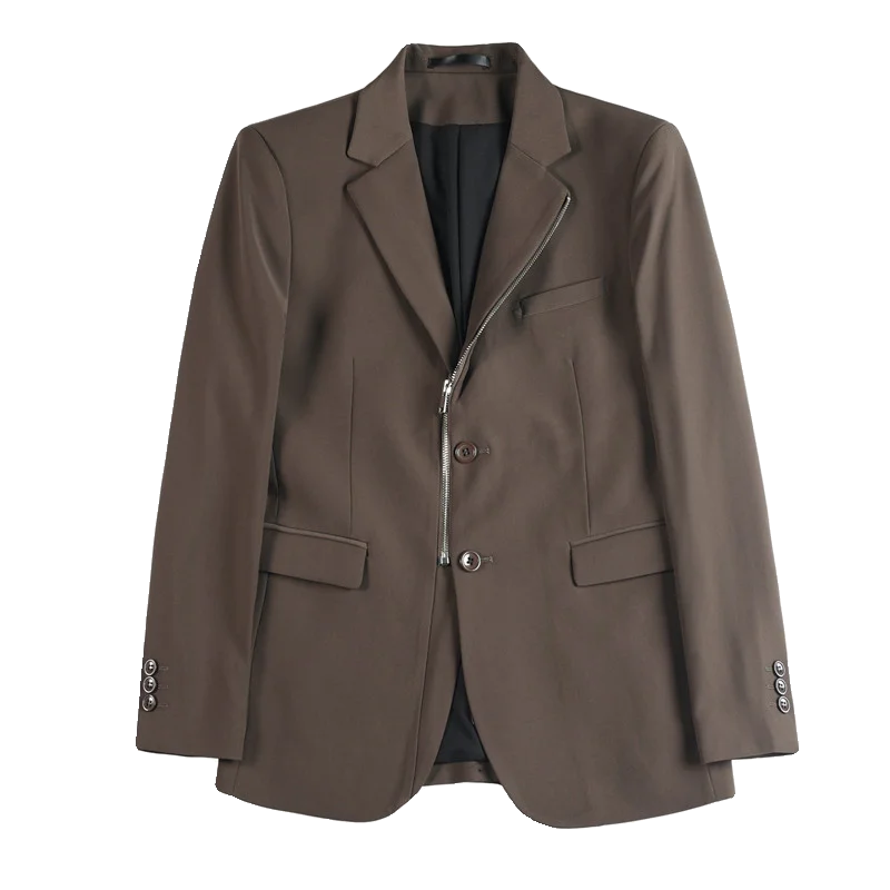 High-quality Zipper Men Blazers 2024 Spring Business Casual Suit Jacket Slim Office Social Dress Coat Wedding Groom Men Clothing