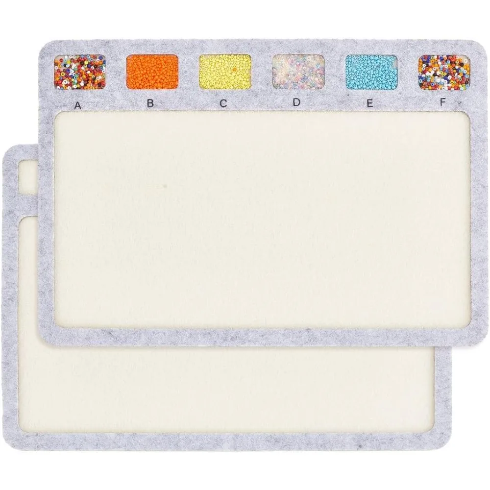2Pcs Rectangle Felt Bead Design Boards Small Felt Beading Mat with Alphabetic Scale Beads Tray Bead Pads for Art Crafts Jewelry