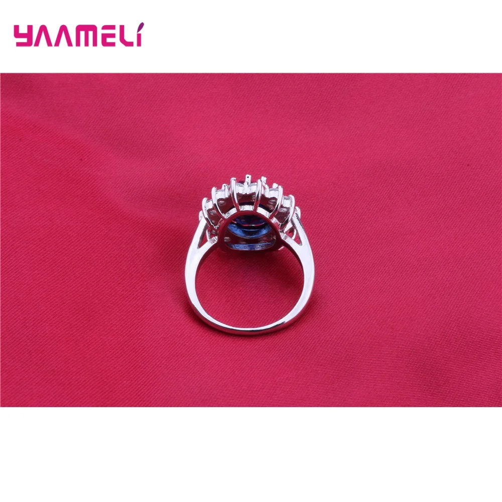 Anillo de plata de ley 100% 925 auténtica para mujer, joyería de compromiso de boda, diseño de flor ovalada clásica, cristal de circonita cúbica