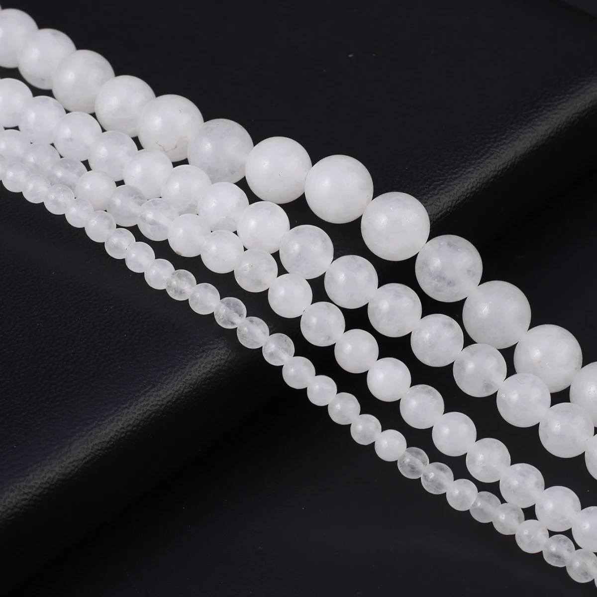 Natural Stone Beads Round White Jade Gemstone Isolation Spacing Loose Beads Jewelry Making DIY Necklaces Bracelet Accessories