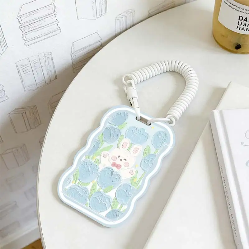 Cards Cover for Stretchable Spring Cord Kpop Photocard Holder Photo Protector Student Bus/Meal Card Protection Case
