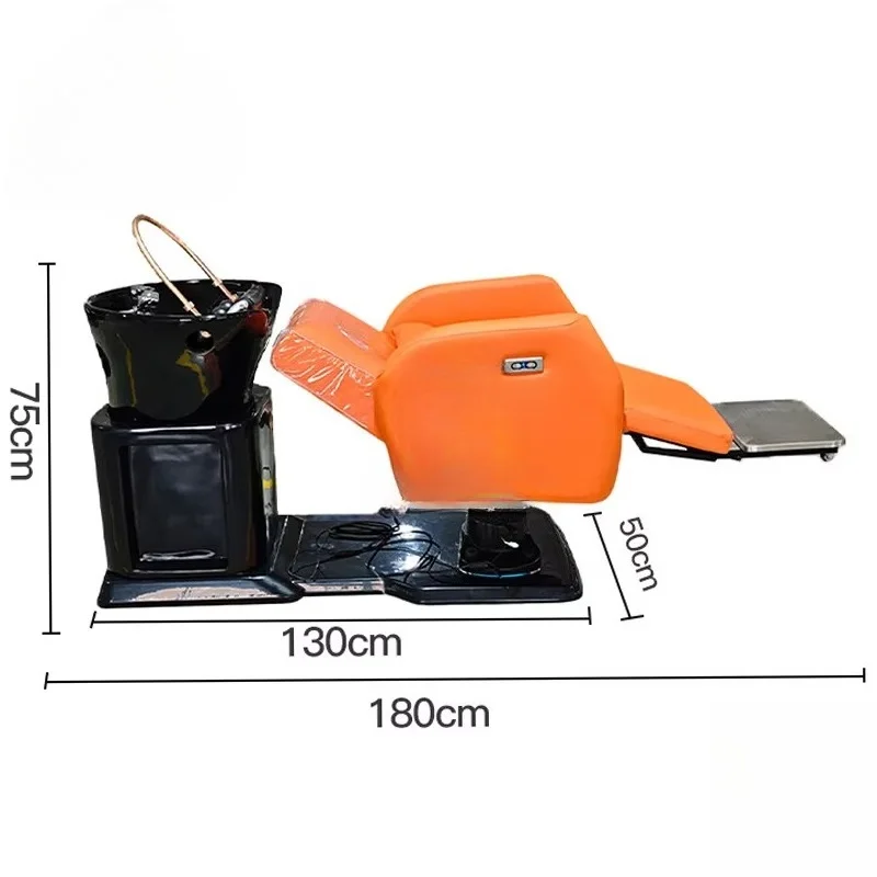 rotating hair treatment shampoo chair steam water circulation shampoo table with rotating chair and electric backrest leg rest