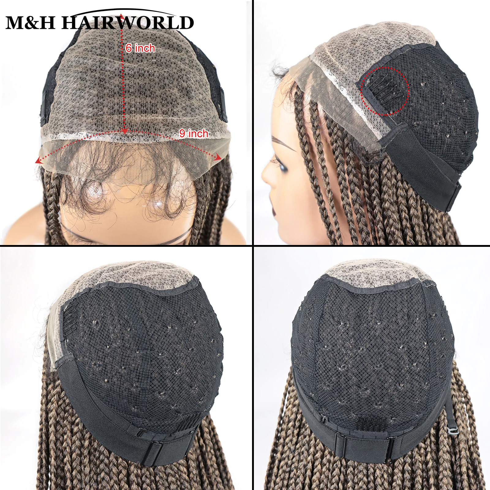 Ombre Blonde Colored Synthetic Lace Front Braided Wigs For Black Women 36inch Long Box Braids Wig 9X6 Glueless Lace Frontal Wigs