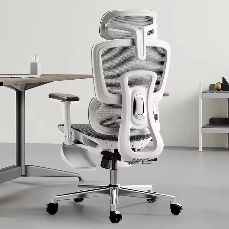 Silla de oficina ergonómica con reposabrazos ajustables en 3D, respaldo alto de soporte lumbar ajustable para silla de computadora, color blanco