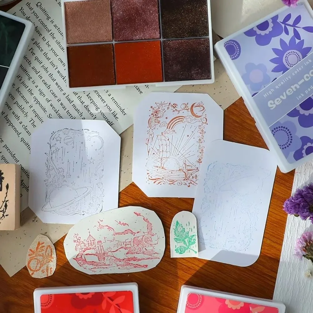 Printing Mud Water-Based Water-Based Ink Pad Colorful Seven Color Rubber Stamp Ink Pad Sponge Boxed Sponge Ink Pad DIY