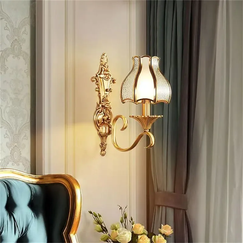 SAMAN Contemporary Brass Wall Lamp American Retro LED Living Room Bedroom Study Room Hotel Villa Model Room Hall Way Aisle Ligh