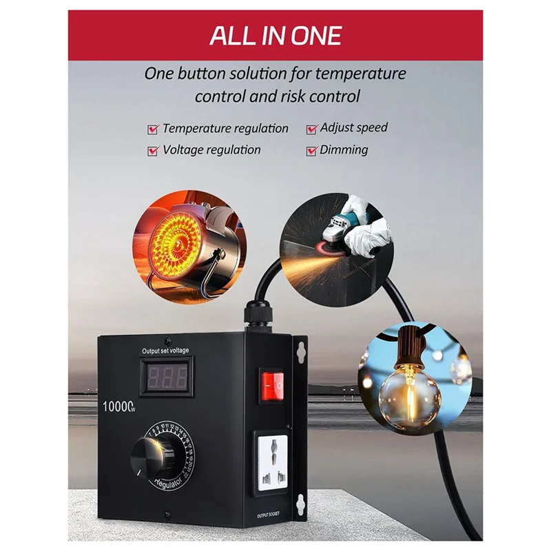

Exquisite-10000W AC Variable Speed Controller 120V-220V 15A, Fan Speed Controlle Motor Speed Controller For Electric Motor EU Pl