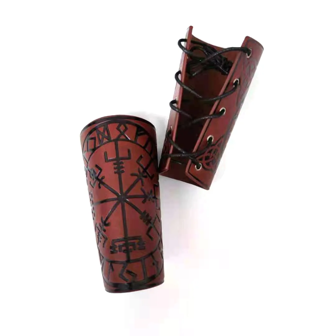 2 Pcs Männer Frauen Medieval Armschiene Vikings Kostüm Armband Manschette Rüstung Handgelenk Schutz Archer Gauntlet Spitze Up Runic Armschiene