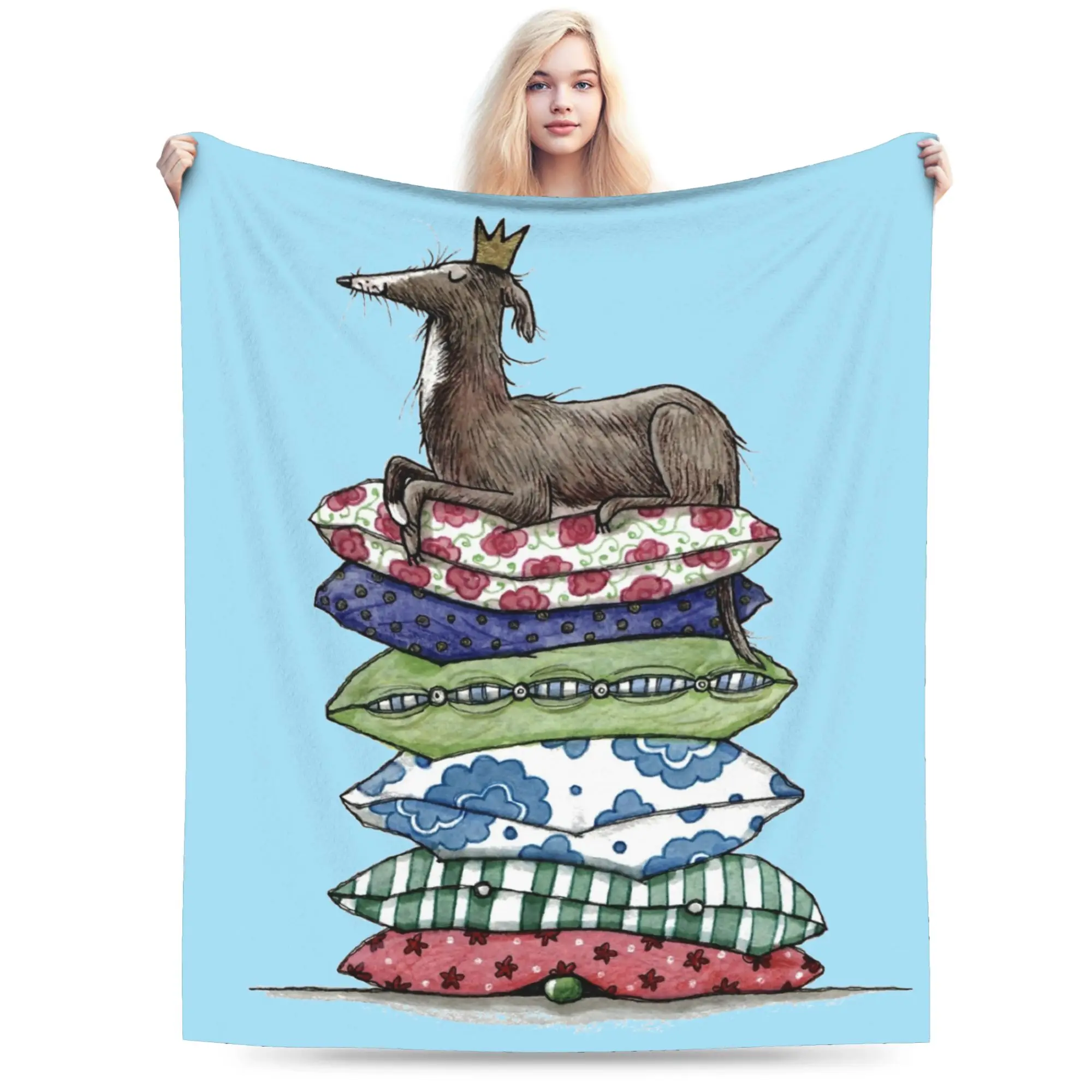 Princess On The Pea Galgo Whippet Blanket Cover Greyhound Dog  Flannel Throw Blankets Home Couch Ultra-Soft Warm Bedsprea