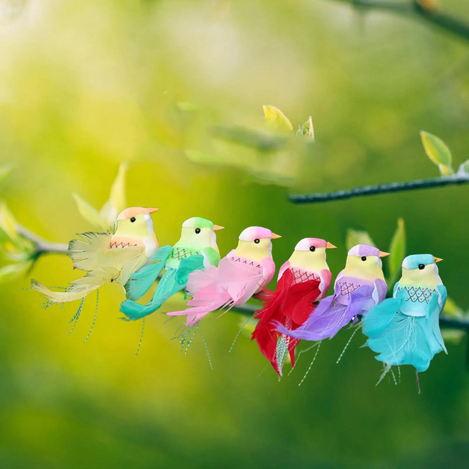 6x Artificial Birds Floral Arrangements Foam Artificial Feather Clip on
