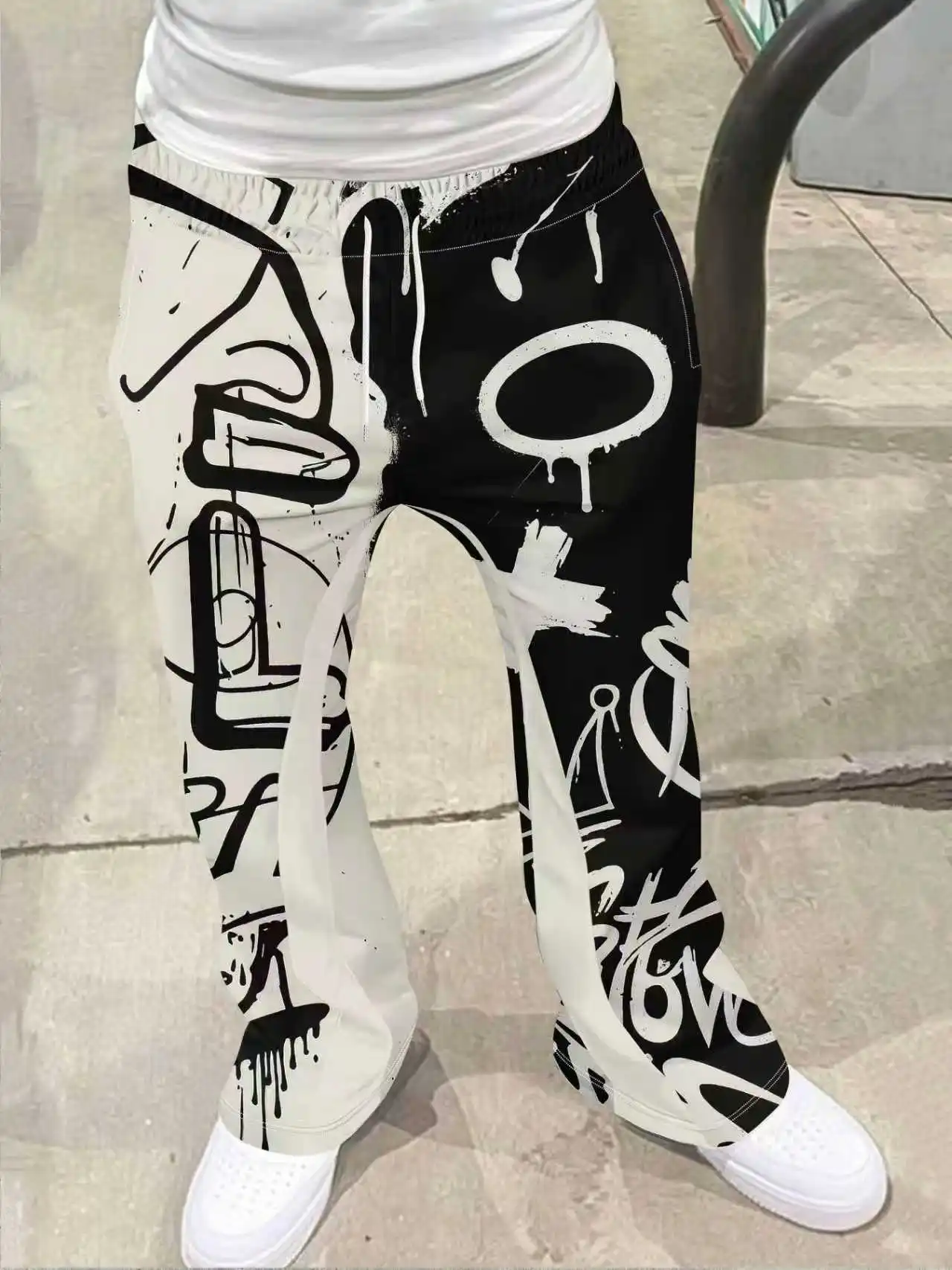 

Men's Fashion Drawstring Pants Outdoor Beach Pants New Style Printed Holiday Fashion Trousers Flare Pants Hip-hop Streetwear