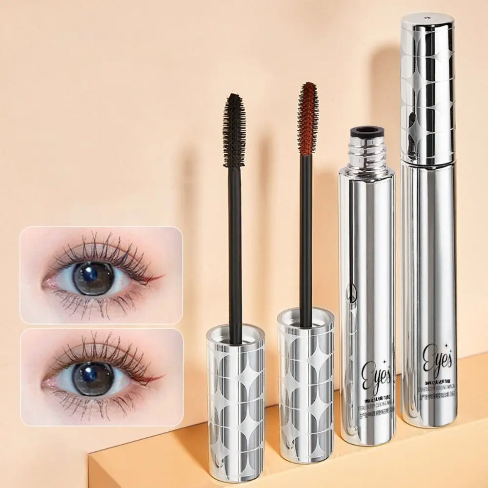 Pennello in fibra strumento per il trucco cosmetici per gli occhi delle donne Lash Lift Extension ciglia ciglia bigodino 4D Volume Mascara Silver Tube Mascara