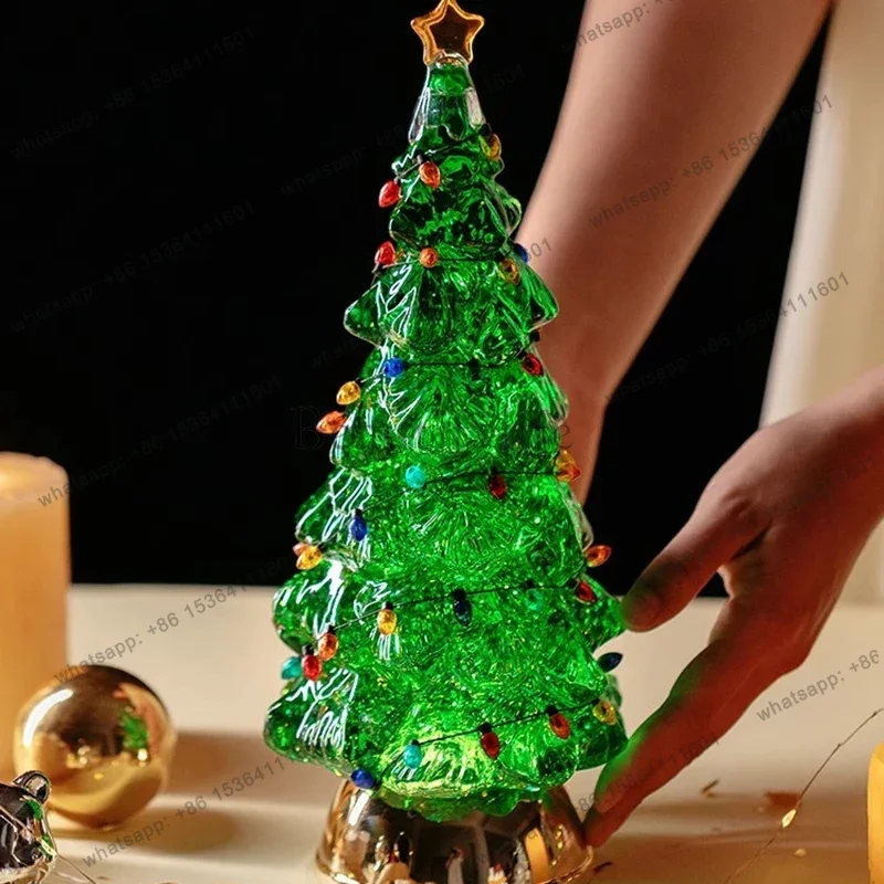 Lantern Tree Music Box Ornament Christmas Tree Tabletop Porch Ornament Snow Music Box Children Gift Ornament Home Decoration