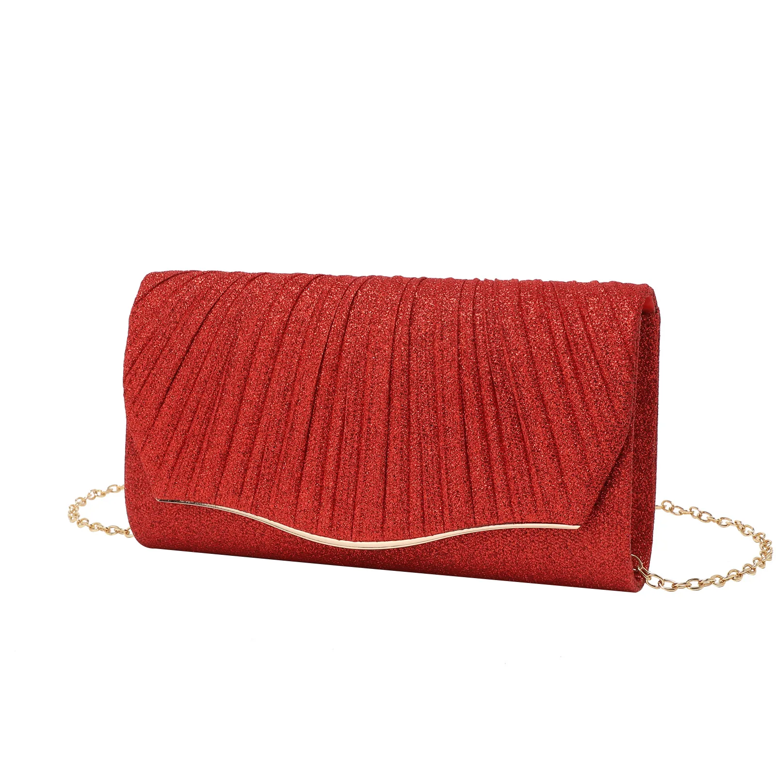 Fashion Ladies Dinner Bag Glitter Shiny Pleated One Shoulder Crossbody Party Clutch Pochette Elegante Da Cerimonia Taschen Damen
