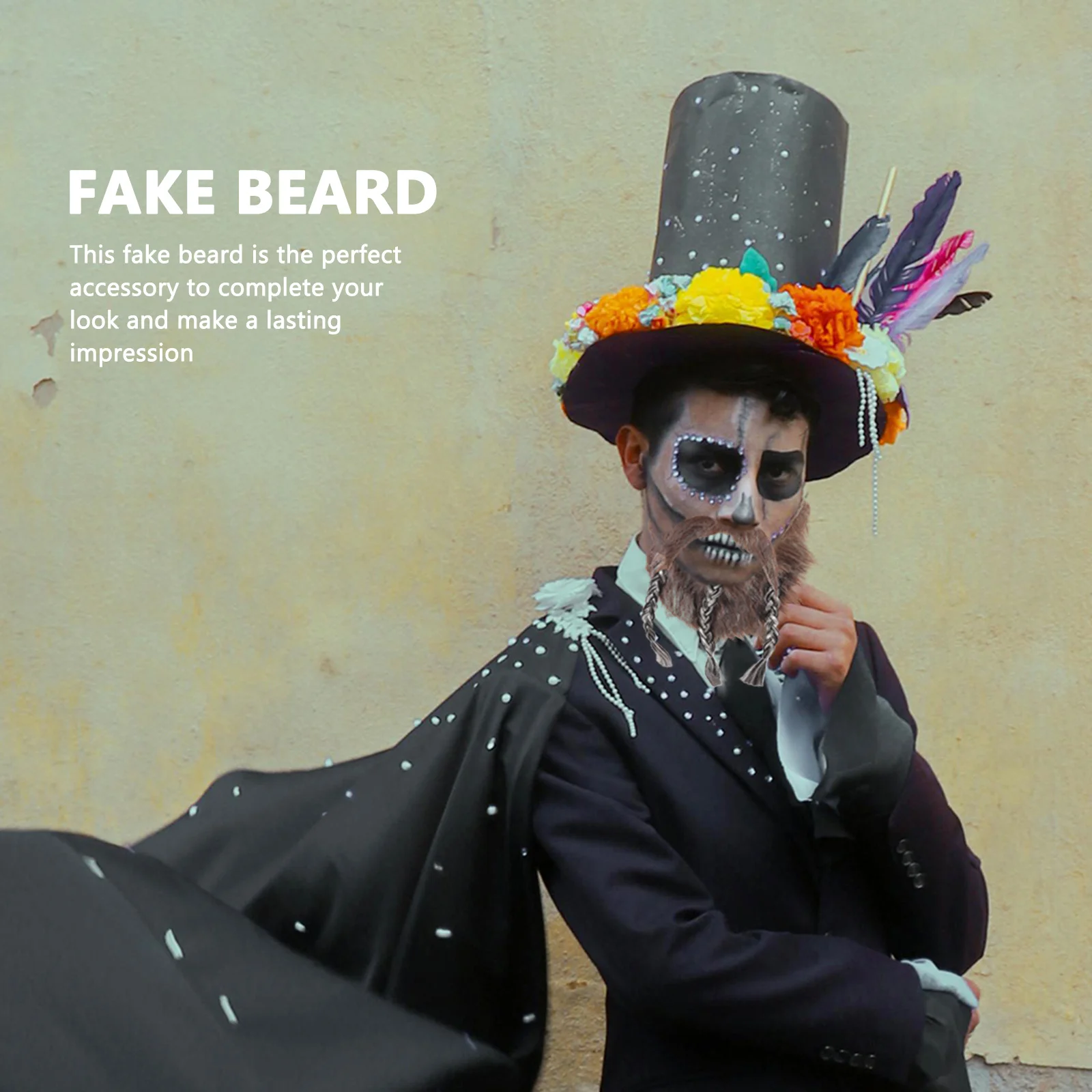 

1Set Fake Beard Prop Realistic Lightweight Cloth Material for Cosplay Halloween Party Costume Stage Performance Men Women