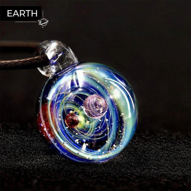 Handcrafted Universe Necklace for Men Starry Sky Cosmic Element Glass Pendant Women Jewelry Accessories Gifts