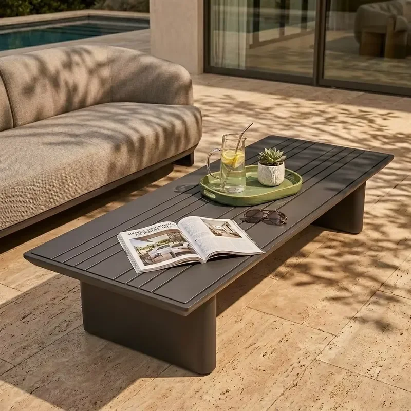 Outdoor All Aluminum Coffee Table Lightweight Free Zero Maintenance for Hotel Property Garden Balcony