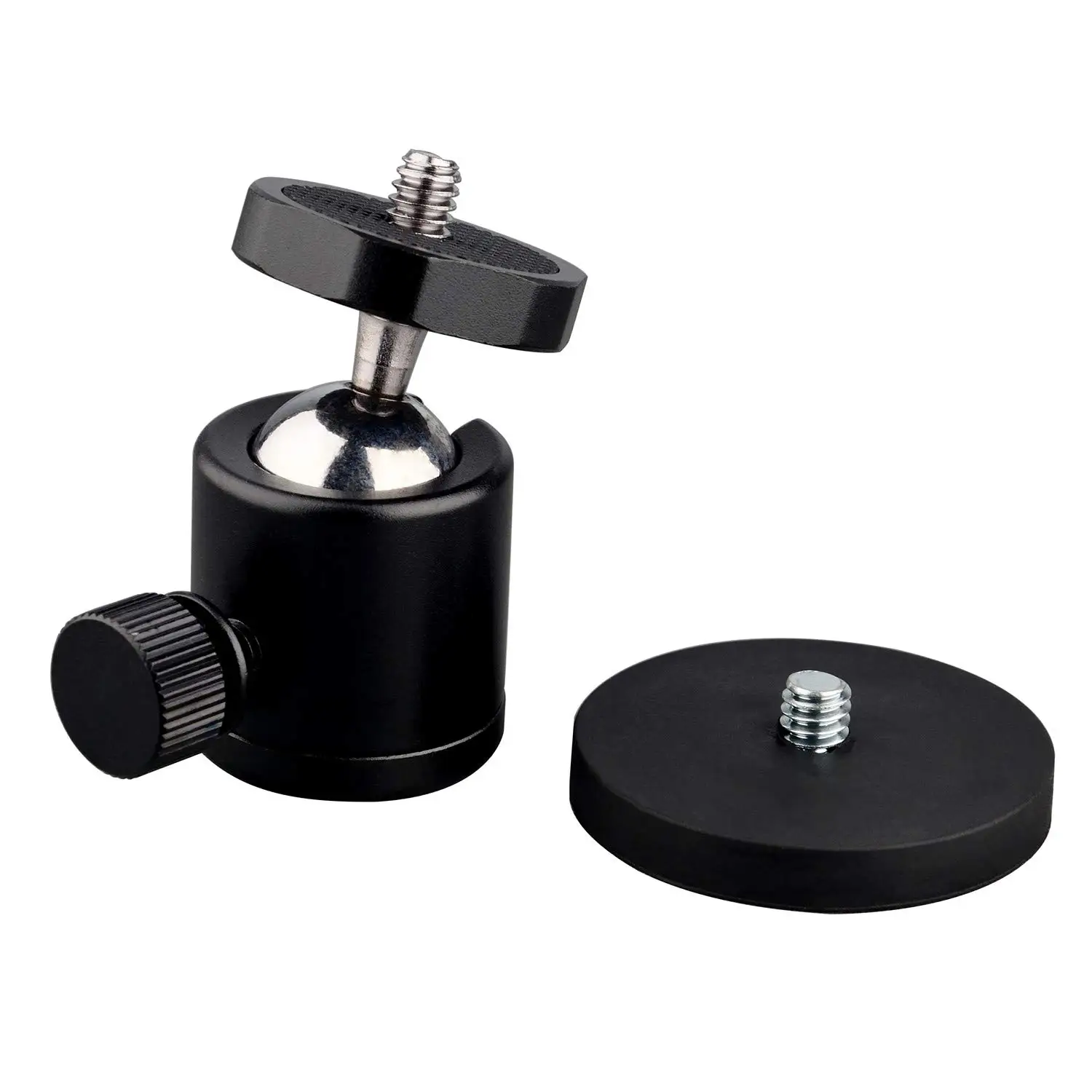 24lb Magnetic Camera Mount with Mini Ball Head, Super Strong Rubber Coated Neodymium Magnet, 1/4''-20 Male Thread Stud