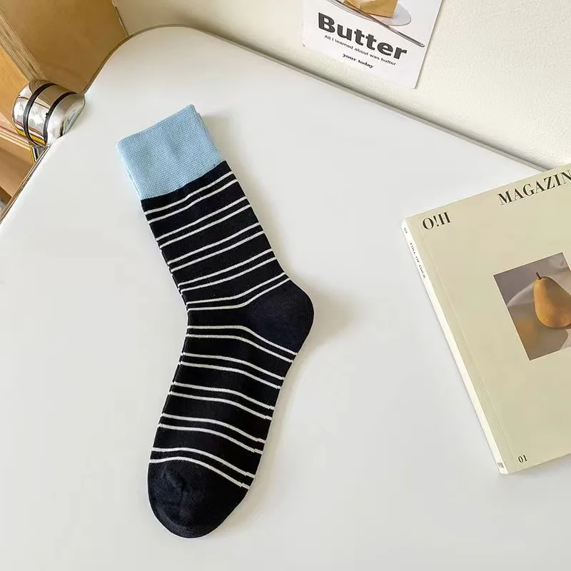 1/6 Pairs Frauen Bunte Gestreifte Mitte Rohr Socken Frühling Sommer Schweiß Absorbieren Atmungsaktive Dopamin Farbe Passenden Casual Socken – Detail 13
