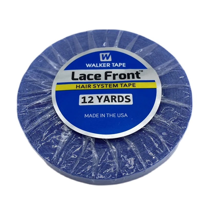 Plastic case 0.8/1.0/1.27cm Width 12 yards Blue Lace front Tape Double side tape lace front tape hair extension tape