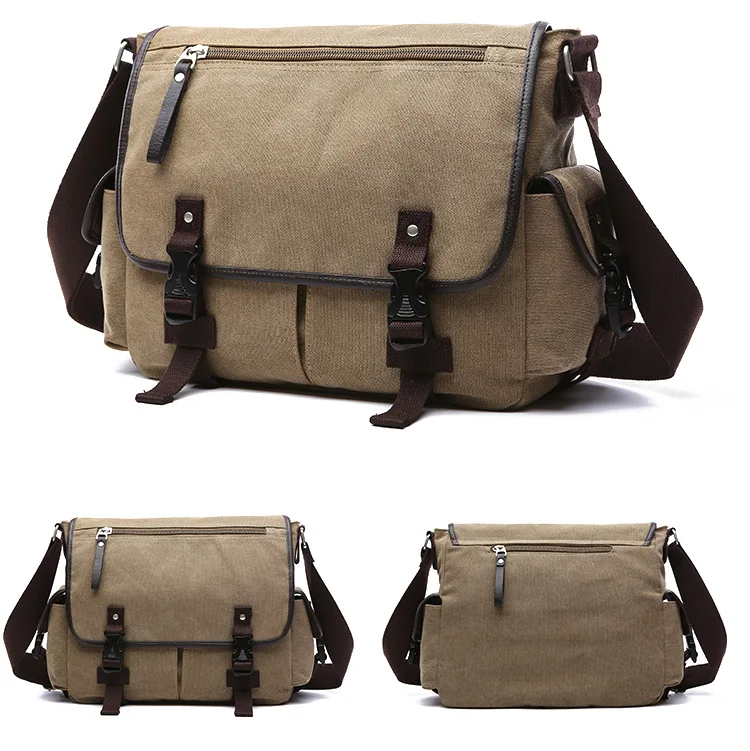 

Холщовый рюкзак на одно плечо с откидной крышкой и двойной пряжкой, уличный стиль, функция путешествий, сумка через плечо для хранения студенческого компьютера