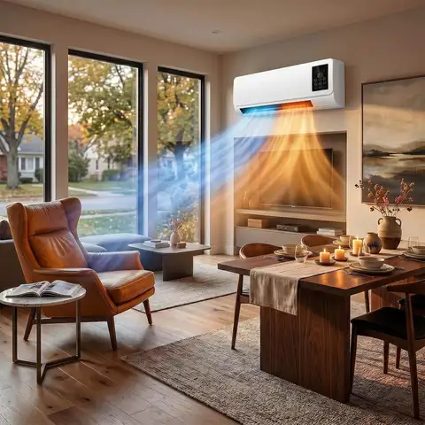 Wall Mounted Air Conditioner Fan & Heater Combo, Smart 2-in-1 Ductless Room AC Unit with Remote, 24H Timer, LED Display, Quiet Small Portable Space Cooler for Bedroom and Garage(White)